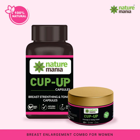 Nature Mania Cup Up Combo - Cup Up Capsule & Cup Up Cream | Breast Enlargement Combo for Women