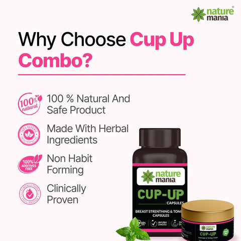 Nature Mania Cup Up Combo - Cup Up Capsule & Cup Up Cream | Breast Enlargement Combo for Women