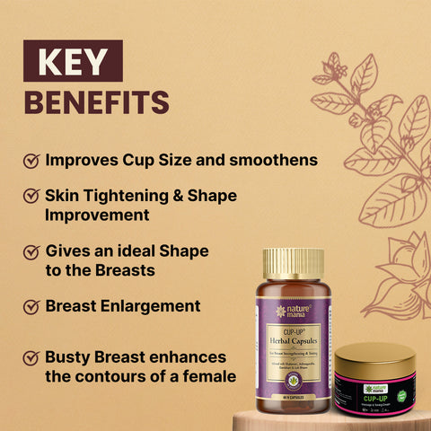 Nature Mania Cup Up Combo - Cup Up Capsule & Cup Up Cream | Breast Enlargement Combo for Women