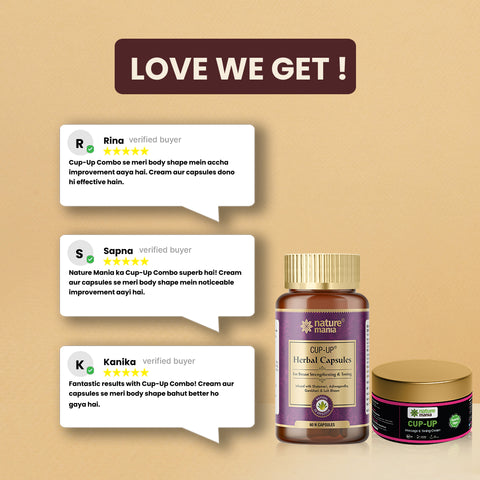 Nature Mania Cup Up Combo - Cup Up Capsule & Cup Up Cream | Breast Enlargement Combo for Women