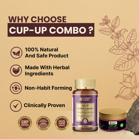 Nature Mania Cup Up Combo - Cup Up Capsule & Cup Up Cream | Breast Enlargement Combo for Women