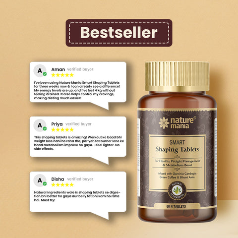 Nature Mania Smart Shaping Tablets -60N | Weight Management | Fat Burner | Men & Women