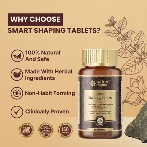 Nature Mania Smart Shaping Tablets -60N | Weight Management | Fat Burner | Men & Women