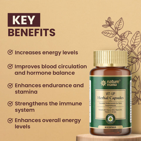 Nature Mania Vit-up Capsule (Vit D and Vit B12 Multivitamin) - 60 Capsules