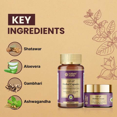 Nature Mania Cup Up Combo - Cup Up Capsule & Cup Up Cream | Breast Enlargement Combo for Women