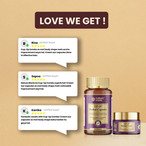 Nature Mania Cup Up Combo - Cup Up Capsule & Cup Up Cream | Breast Enlargement Combo for Women