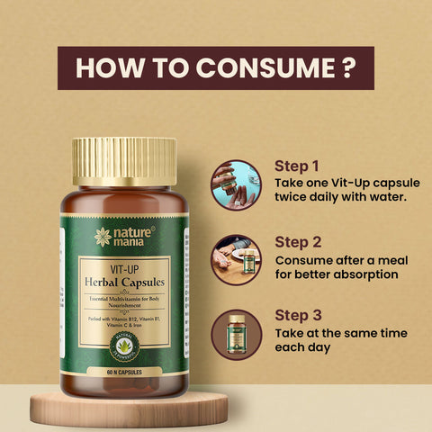 Nature Mania Vit-up Capsule (Vit D and Vit B12 Multivitamin) - 60 Capsules