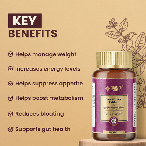 Nature Mania Green Tea Tablets-60N | Weight Loss | Fat Burner for Men and Women - NatureMania