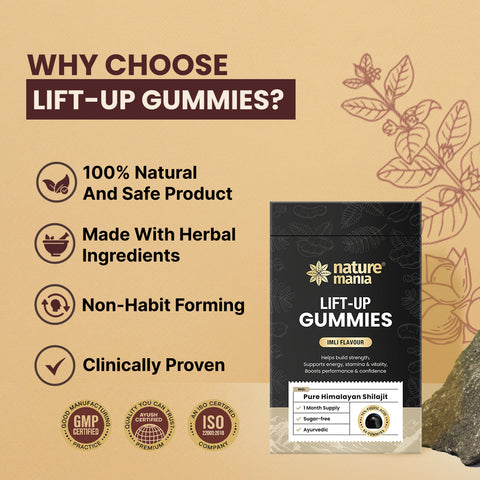 Lift-Up Gummies – Power-Packed with Pure Himalayan Shilajit | Imli Flavour | 60 Gummies |