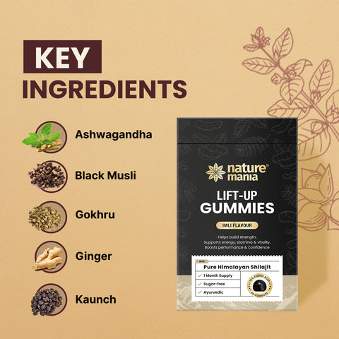 Lift-Up Gummies – Power-Packed with Pure Himalayan Shilajit | Imli Flavour | 60 Gummies |