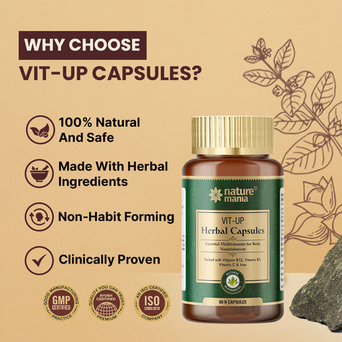 Nature Mania Vit-up Capsule (Vit D and Vit B12 Multivitamin) - 60 Capsules